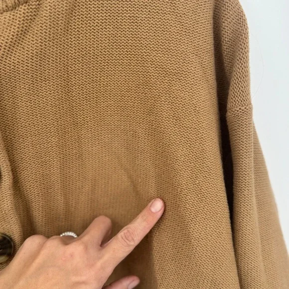 Quince Knit Button Front Cardigan Sweater Camel Tan Crew Neck Size Small - Picture 10 of 12
